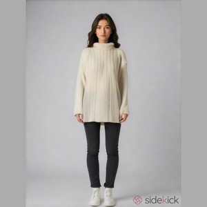 GUC Cream Colored 100% Cowl Neck Tunic Comfy Soft Sweater